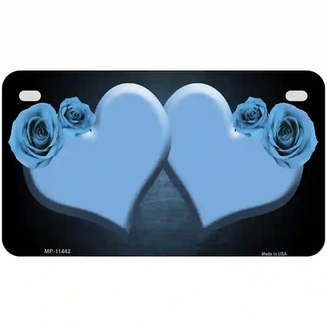 Hearts Over Roses In Light Blue Novelty License Plate 7" x 4" (MP)