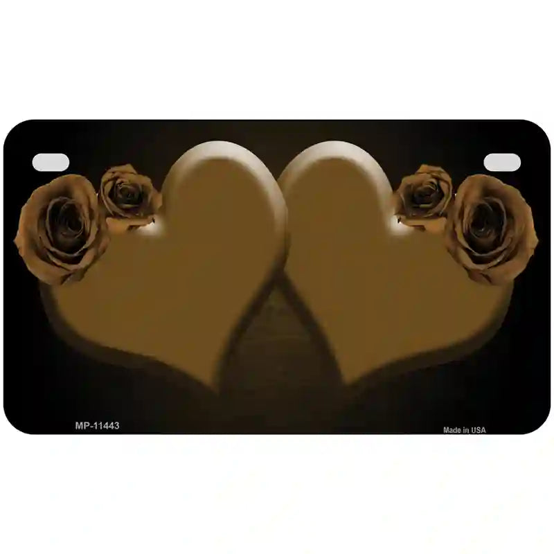 Hearts Over Roses In Brown Novelty License Plate 7" x 4" (MP)