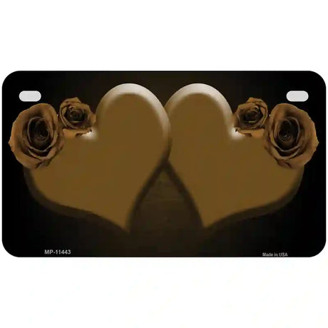 Hearts Over Roses In Brown Novelty License Plate 7" x 4" (MP)