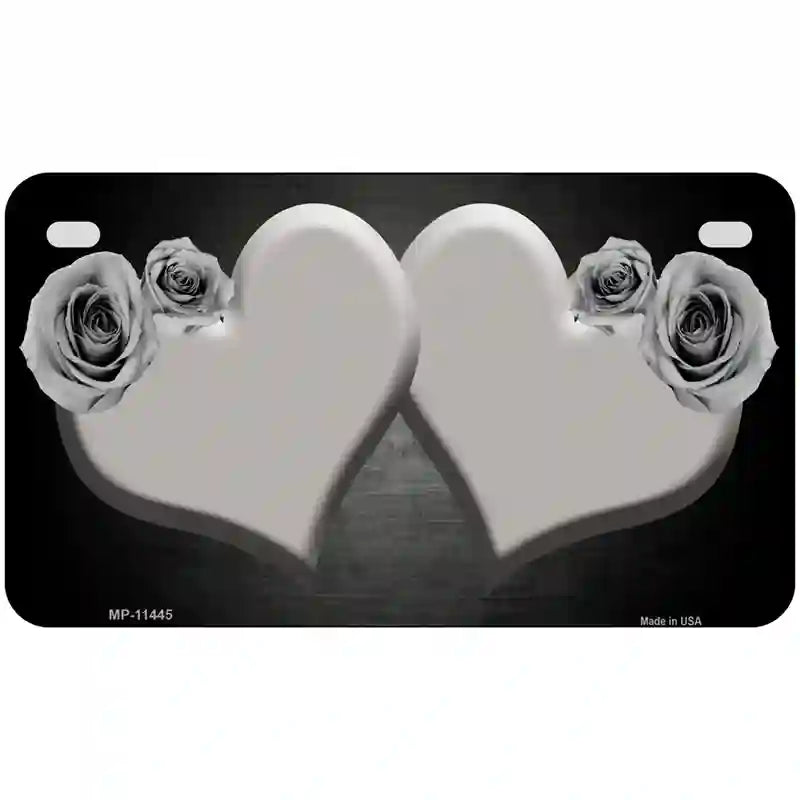 Hearts Over Roses In Gray Novelty License Plate 7" x 4" (MP)