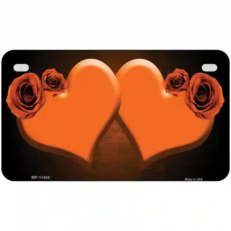 Hearts Over Roses In Orange Novelty License Plate 7" x 4" (MP)