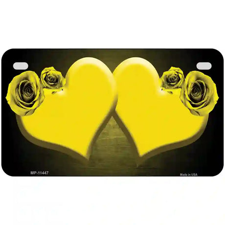 Hearts Over Roses In Yellow Novelty License Plate 7" x 4" (MP)