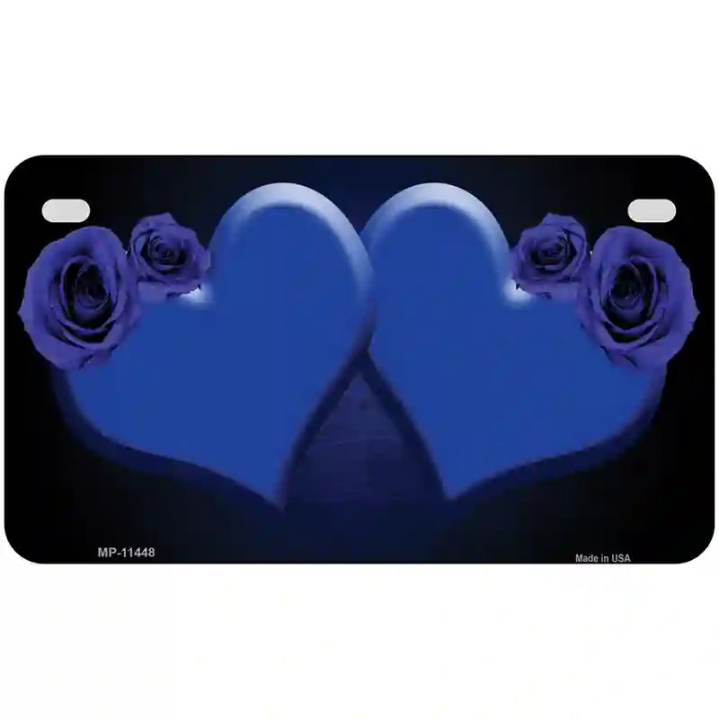 Hearts Over Roses In Blue Novelty License Plate 7" x 4" (MP)