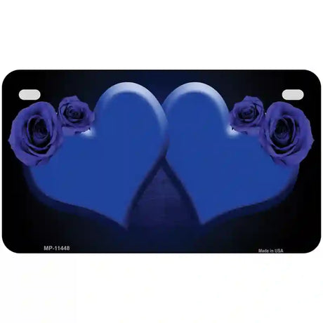 Hearts Over Roses In Blue Novelty License Plate 7" x 4" (MP)