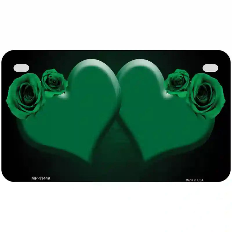 Hearts Over Roses In Green Novelty License Plate 7" x 4" (MP)