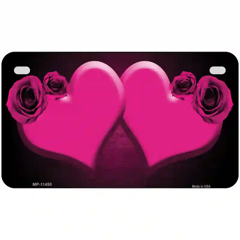 Hearts Over Roses In Pink Novelty License Plate 7" x 4" (MP)