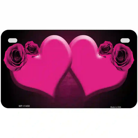 Hearts Over Roses In Pink Novelty License Plate 7" x 4" (MP)