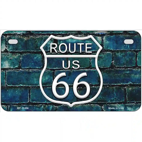 Route 66 Blue Brick Wall Novelty License Plate 7" x 4" (MP)