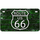 Route 66 Green Brick Wall Novelty License Plate 7" x 4" (MP)