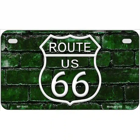 Route 66 Green Brick Wall Novelty License Plate 7" x 4" (MP)