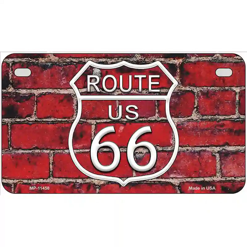 Route 66 Red Brick Wall Novelty License Plate 7" x 4" (MP)