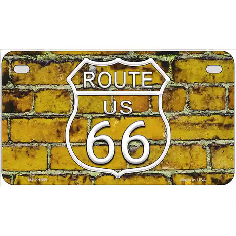 Route 66 Yellow Brick Wall Novelty License Plate 7" x 4" (MP)