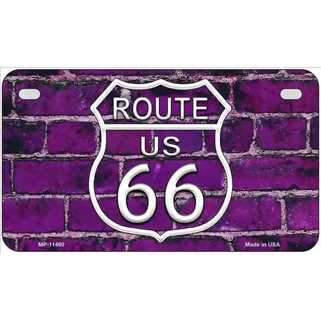 Route 66 Purple Brick Wall Novelty License Plate 7" x 4" (MP)