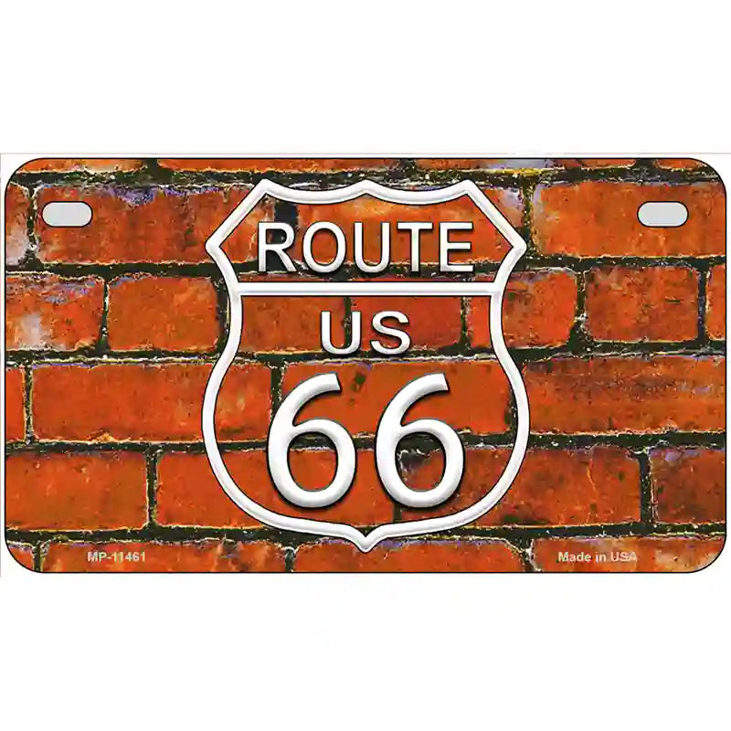 Route 66 Orange Brick Wall Novelty License Plate 7" x 4" (MP)