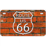 Route 66 Orange Brick Wall Novelty License Plate 7" x 4" (MP)