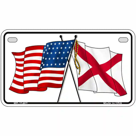 Alabama Crossed US Flag License Plate 7" x 4" (MP)