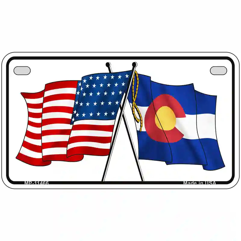 Colorado Crossed US Flag License Plate 7" x 4" (MP)