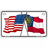 Georgia Crossed US Flag License Plate 7" x 4" (MP)