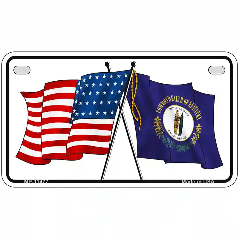 Kentucky Crossed US Flag License Plate 7" x 4" (MP)