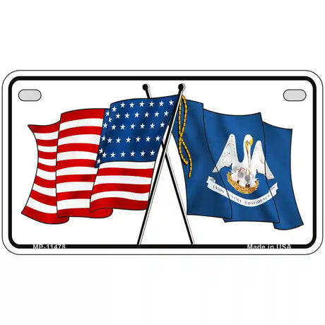 Louisiana Crossed US Flag License Plate 7" x 4" (MP)