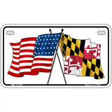 Maryland Crossed US Flag License Plate 7" x 4" (MP)