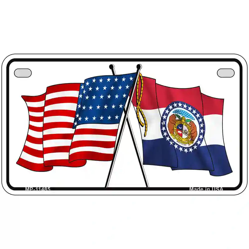 Missouri Crossed US Flag License Plate 7" x 4" (MP)