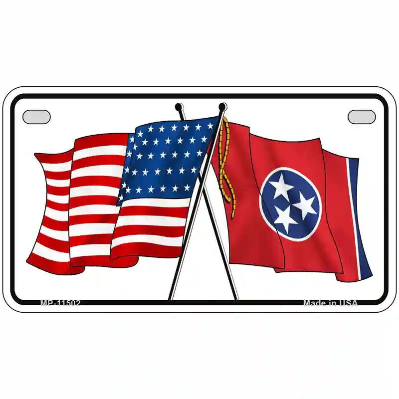 Tennessee Crossed US Flag License Plate 7" x 4" (MP)