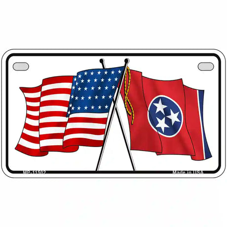 Tennessee Crossed US Flag License Plate 7" x 4" (MP)