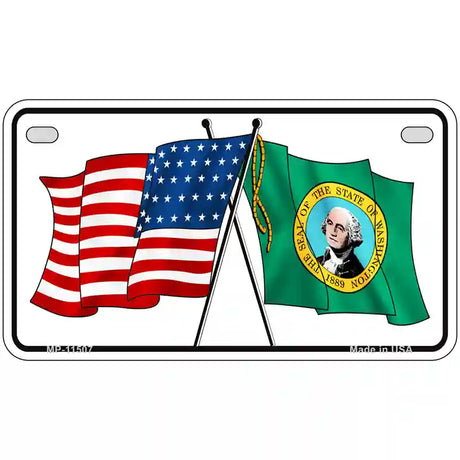 Washington Crossed US Flag License Plate 7" x 4" (MP)