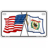 West Virginia Crossed US Flag License Plate 7" x 4" (MP)