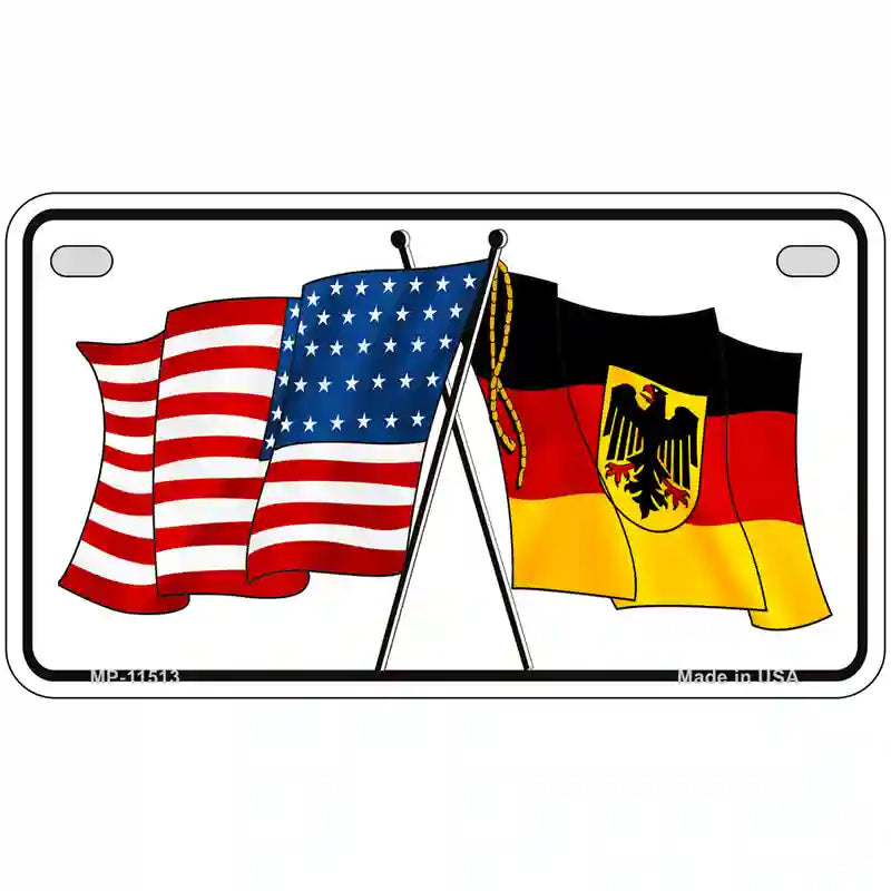 Germany Crossed US Flag License Plate 7" x 4" (MP)