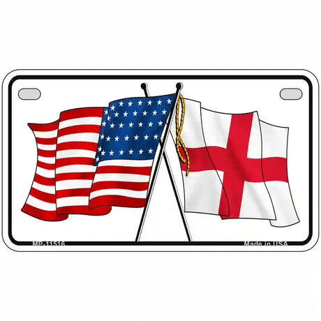 England Crossed US Flag License Plate 7" x 4" (MP)