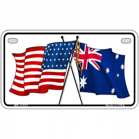 Australia Crossed US Flag License Plate 7" x 4" (MP)