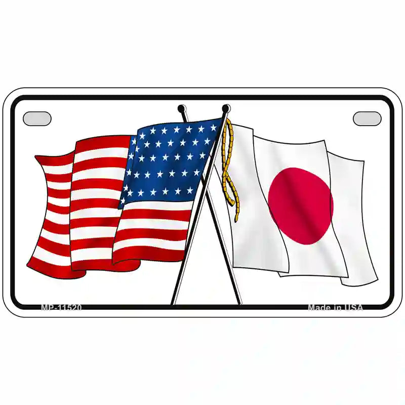 Japan Crossed US Flag License Plate 7" x 4" (MP)