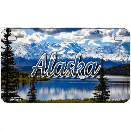 Alaska Snowy Mountains Novelty Metal State License Plate 7" x 4" (MP)