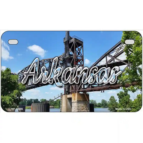 Arkansas Rusty Bridge Novelty Metal State License Plate 7" x 4" (MP)