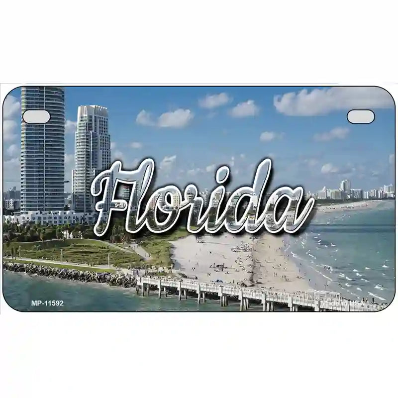 Florida White Sand Beach Novelty Metal State License Plate 7" x 4" (MP)