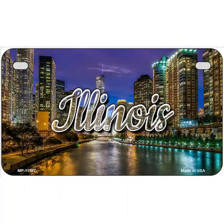 Illinois River City Lights Novelty Metal State License Plate 7" x 4" (MP)