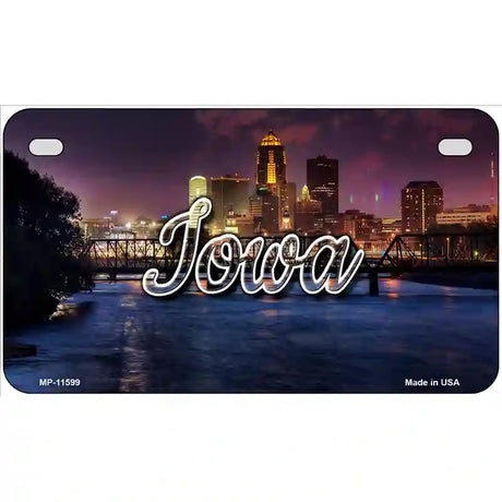 Iowa Bridge City Lights Novelty Metal State License Plate 7" x 4" (MP)