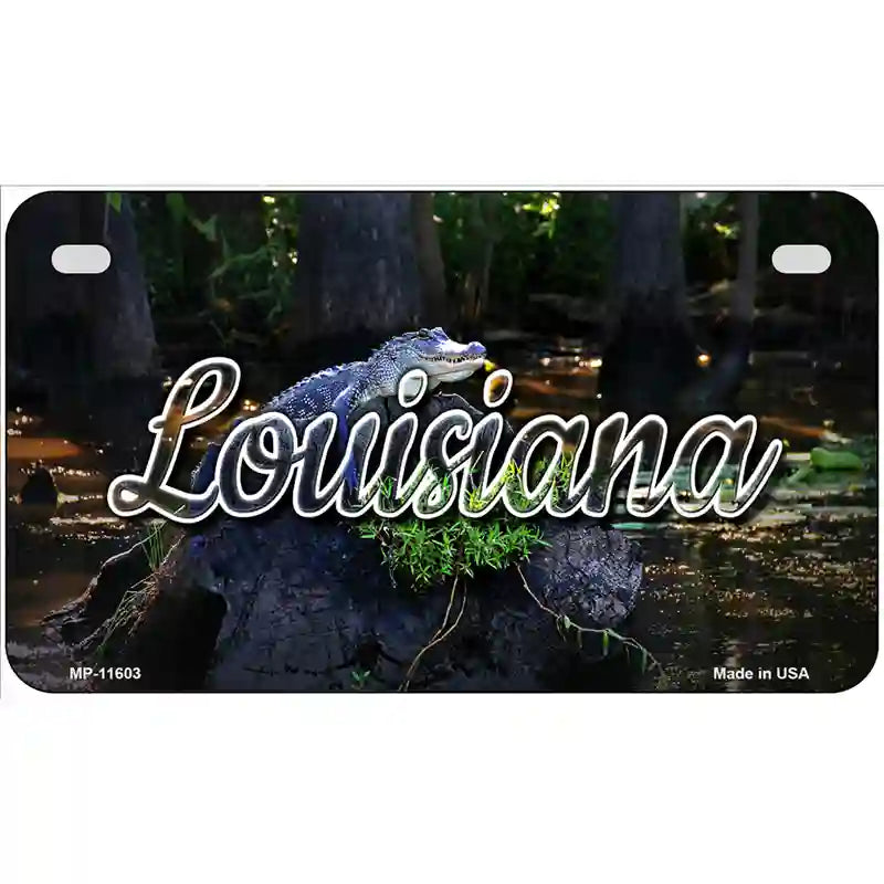 Louisiana Alligator Swamp Novelty Metal State License Plate 7" x 4" (MP)