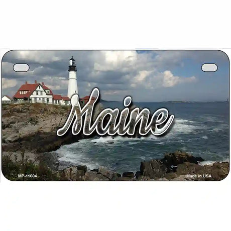 Maine Lighthouse Beach Novelty Metal State License Plate 7" x 4" (MP)