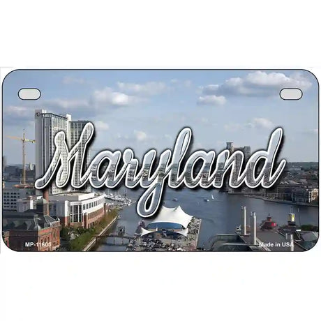 Maryland River Skyline Novelty Metal State License Plate 7" x 4" (MP)