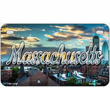 Massachusetts Sunset Skyline Novelty Metal State License Plate 7" x 4" (MP)