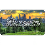 Minnesota City Skyline Sunset Novelty Metal State License Plate 7" x 4" (MP)