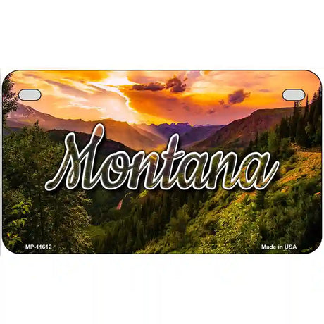 Montana Forest Sunset Novelty Metal State License Plate 7" x 4" (MP)