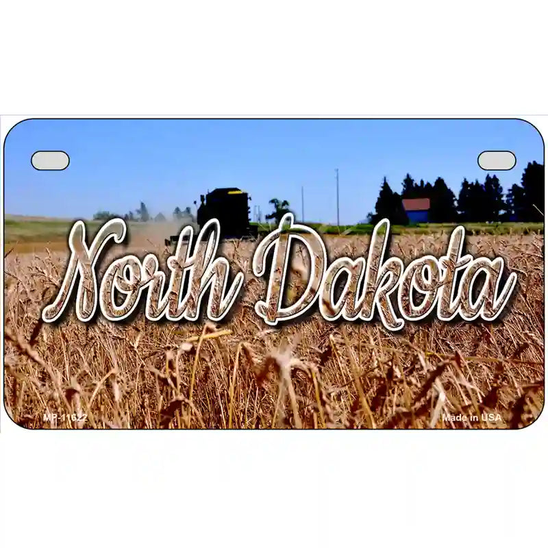 North Dakota Wheat Farm Novelty Metal State License Plate 7" x 4" (MP)