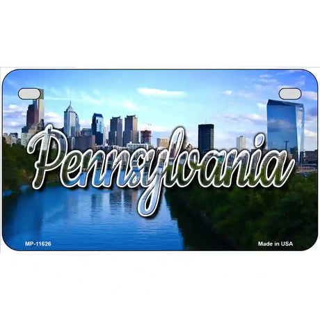 Pennsylvania Delaware City Skyline Novelty Metal State License Plate 7" x 4" (MP)