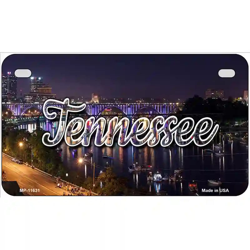 Tennessee Bridge Lights Novelty Metal State License Plate 7" x 4" (MP)