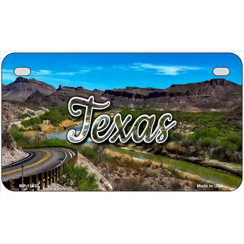 Texas Open Mountain Road Novelty Metal State License Plate 7" x 4" (MP)