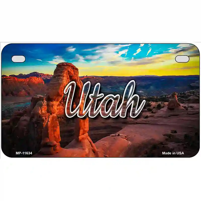 Utah Canyon Arch Novelty Metal State License Plate 7" x 4" (MP)